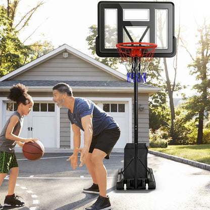 Outdoor Basketball Hoop System with Fillable Base and 2 Wheels-Black