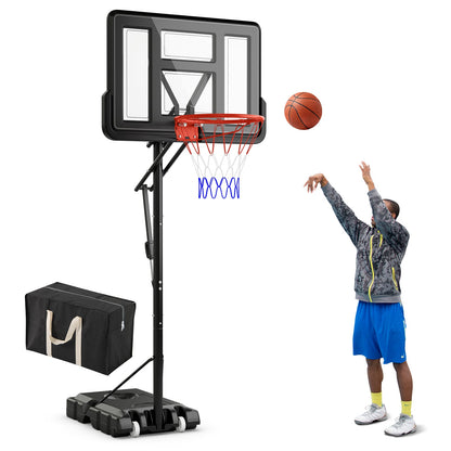 Outdoor Basketball Hoop System with Fillable Base and 2 Wheels-Black
