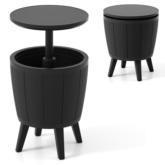 Outdoor Cool Cocktail Bar Table 38L Beer and Wine Cooler with Lift-Top-Black