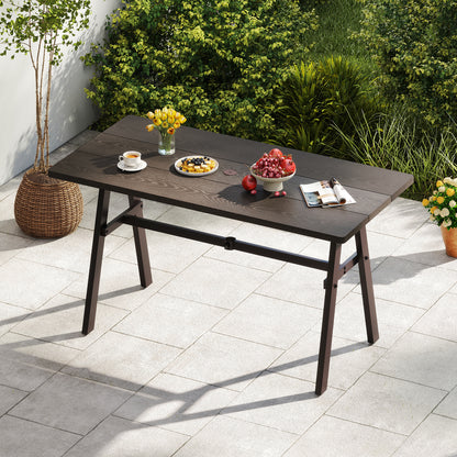 Outdoor Dining Tale for 6 with 4.9 cm Umbrella Hole for Deck-Dark Brown