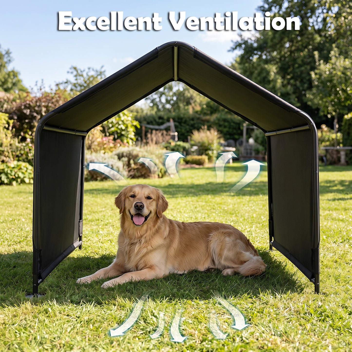 Outdoor Dog Shade Shelter for Large Medium Small Breeds Dog Tent Canopy-Black