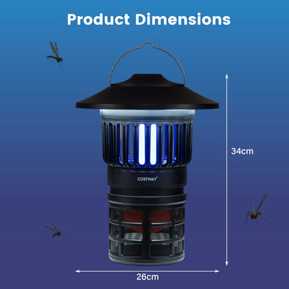 Outdoor Fly Trap with LED Lantern & Candle Lamp and Fan Suction