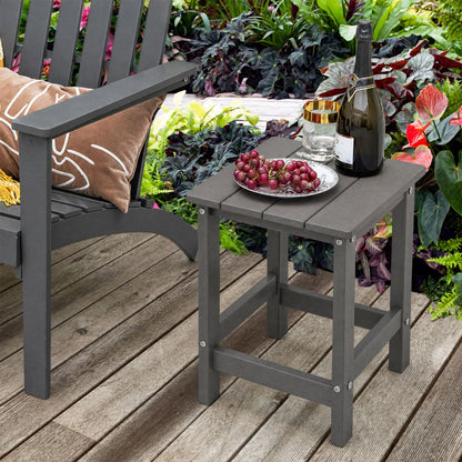 Outdoor Weather-Resistant HDPE Side Table for Patio and Garden-Grey