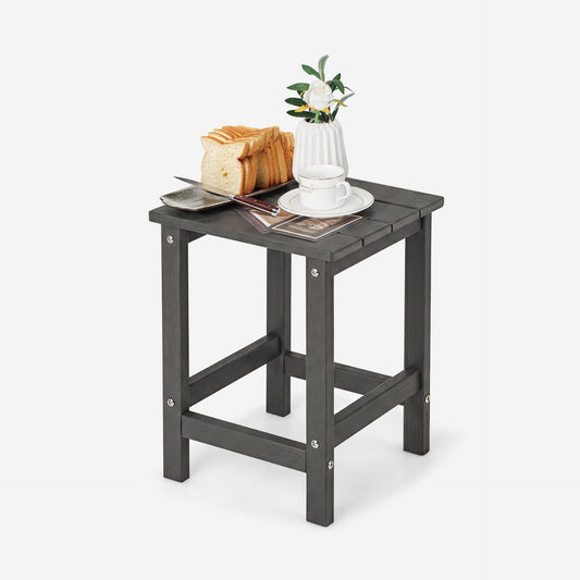 Outdoor Weather-Resistant HDPE Side Table for Patio and Garden-Grey