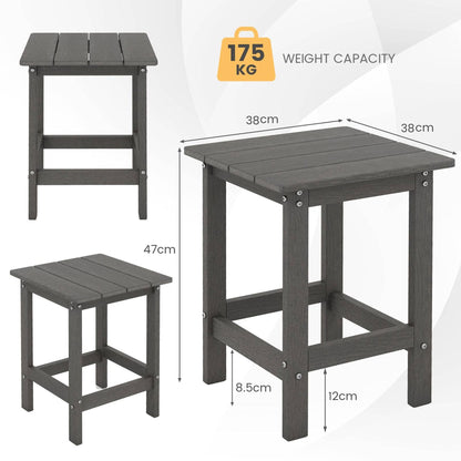 Outdoor Weather-Resistant HDPE Side Table for Patio and Garden-Grey