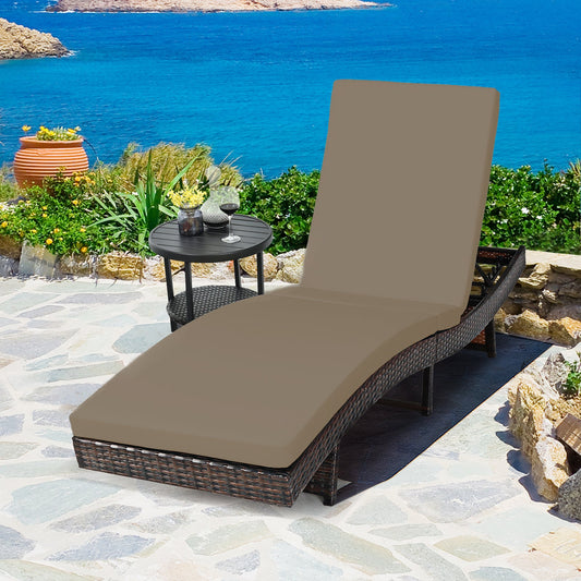 Outdoor Adjustable Folding Chaise Lounge with Removable Thick Cushion-Grey