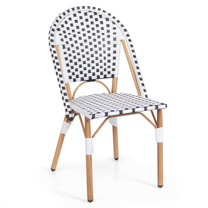 Outdoor Armless French Bistro Chair Set of 2-Black &amp; White