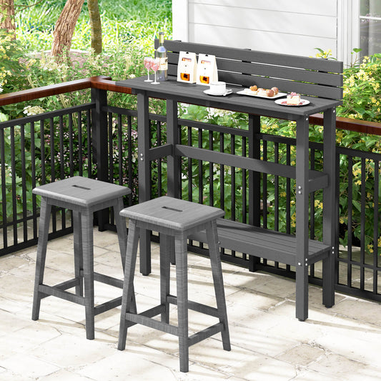 Outdoor Bar Table Patio Pub Height Counter Table with Storage Shelf-Grey