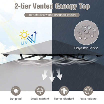 Outdoor Barbecue Canopy Tent Grill Gazebo with Side Awning-Grey