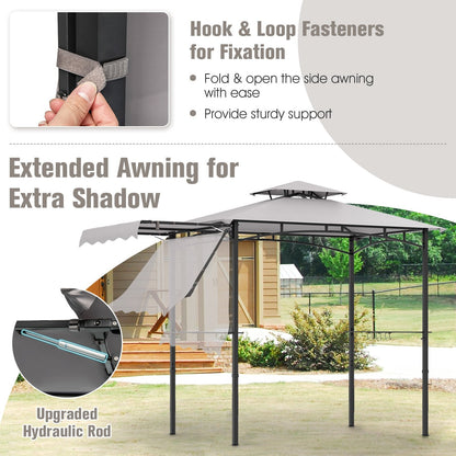 Outdoor Barbecue Canopy Tent Grill Gazebo with Side Awning-Grey