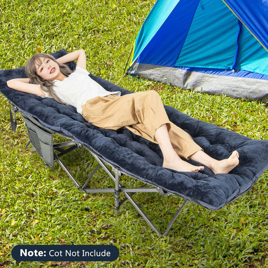 Outdoor Camping Cot Pads Crystal Velvet Sleeping Pads Mattress-Blue