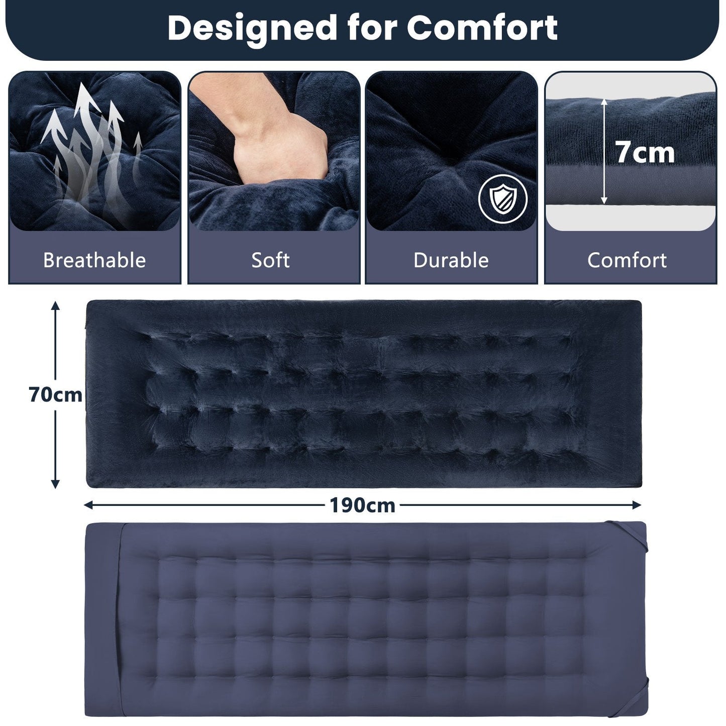 Outdoor Camping Cot Pads Crystal Velvet Sleeping Pads Mattress-Blue