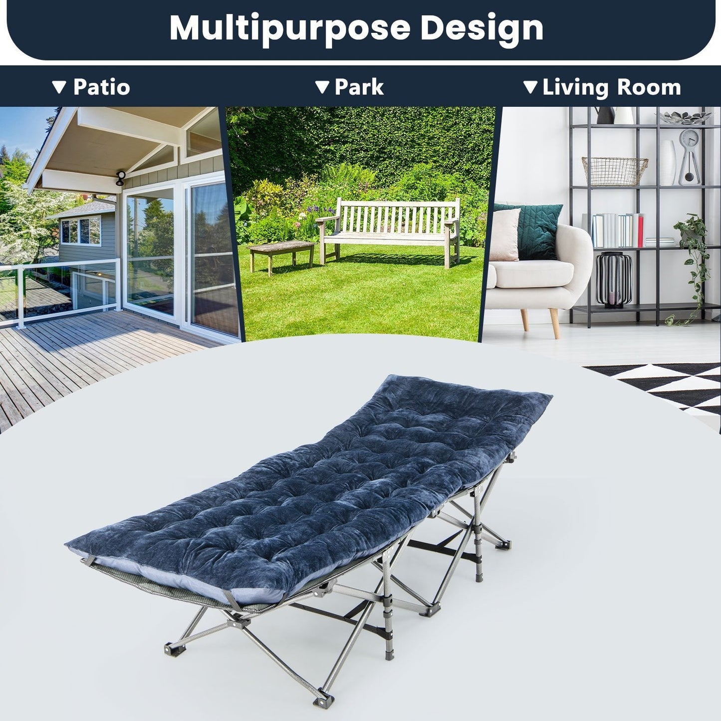 Outdoor Camping Cot Pads Crystal Velvet Sleeping Pads Mattress-Blue