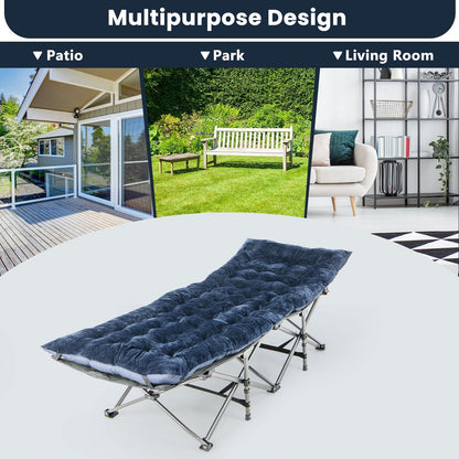 Outdoor Camping Cot Pads Crystal Velvet Sleeping Pads Mattress-Blue