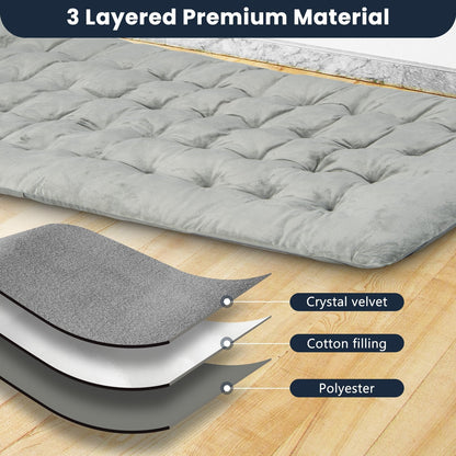 Outdoor Camping Cot Pads Crystal Velvet Sleeping Pads Mattress-Grey