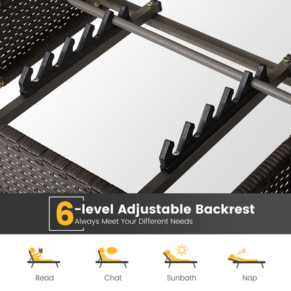 Outdoor Chaise Lounge Chair and Table Set with Adjustable Backrest