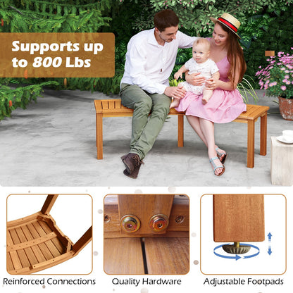 Outdoor Curved Acacia Wood Fire Pit Bench with Slatted Seat-1 Piece