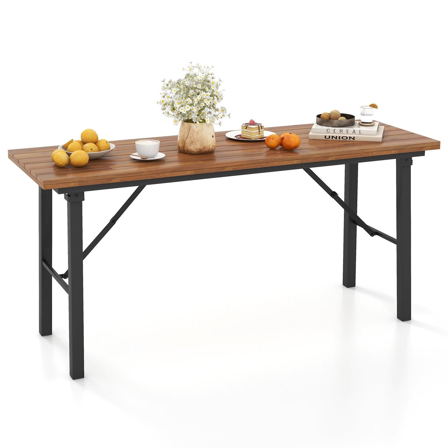 Outdoor Dining Table for 4 Foldable Narrow Patio Dining Table