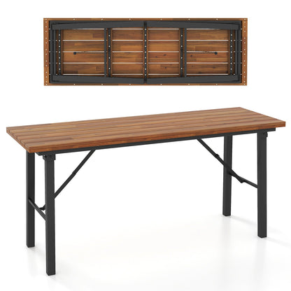 Outdoor Dining Table for 4 Foldable Narrow Patio Dining Table