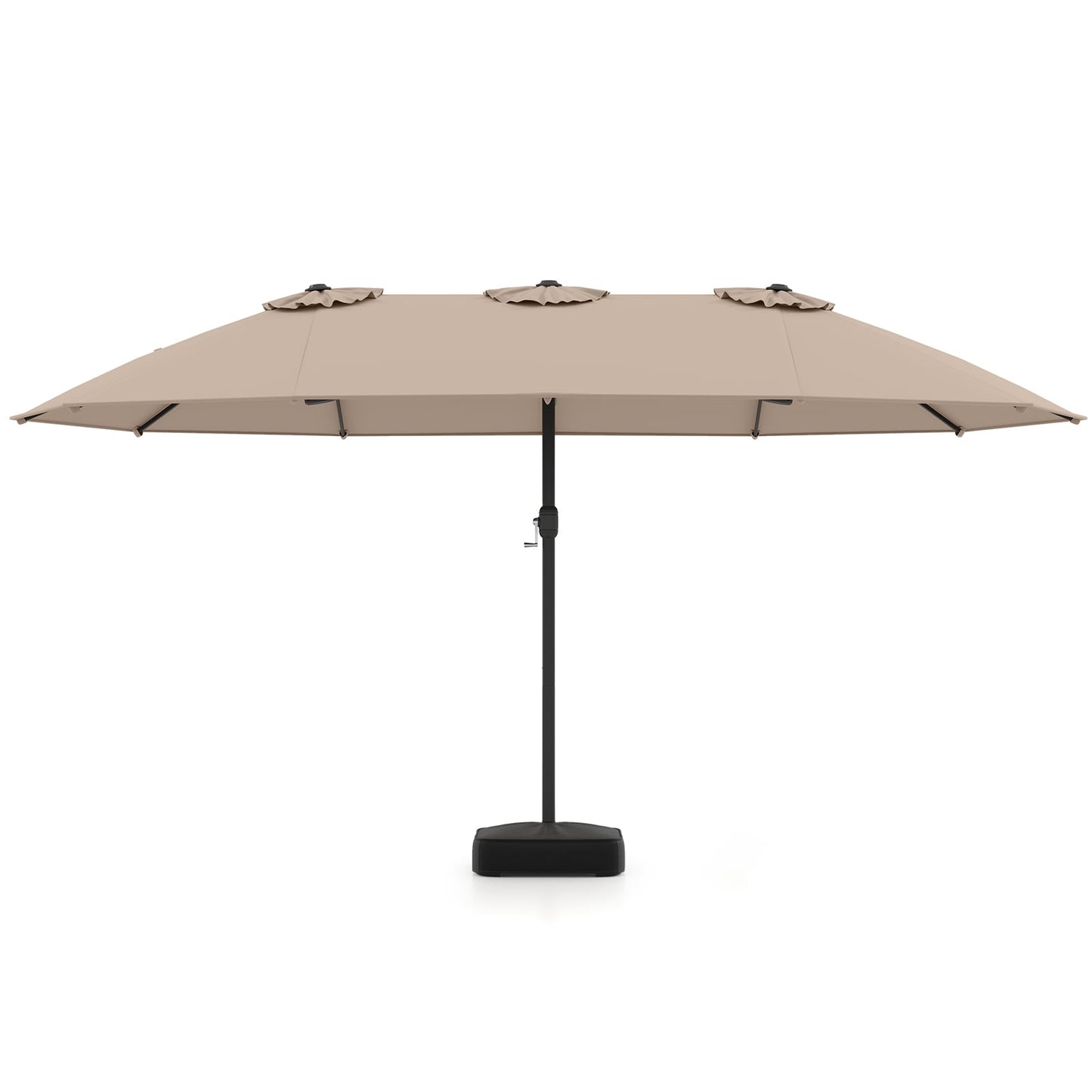 Double Sided Patio Umbrella Outdoor Large Market Umbrella with Base-Brown