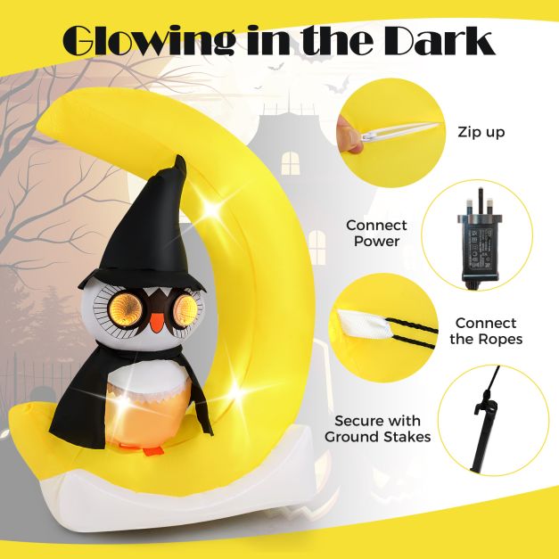 Outdoor Inflatable Halloween Decoration with LED Lights and Stakes