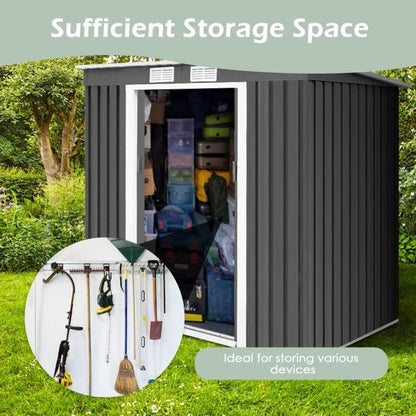 4' x 7' Outdoor Garden Storage Shed Tool House-Gray