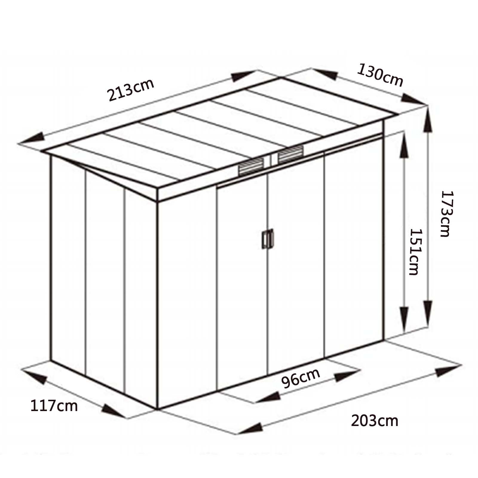 Outdoor Metal Garden Storage Shed with Sloping Roof-Dark Grey