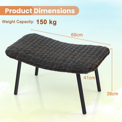 Outdoor Ottomans Set of 2 with Quick Dry Foam and Heavy Duty Metal Frame-Brown