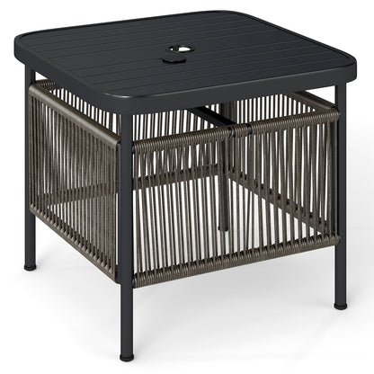 Outdoor PE Rattan Side Table with 5CM Umbrella Hole