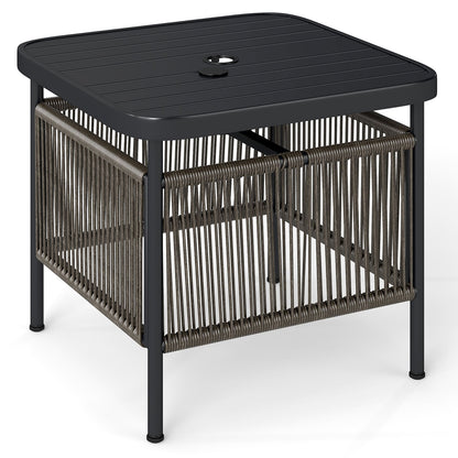 Outdoor PE Rattan Side Table with 5CM Umbrella Hole
