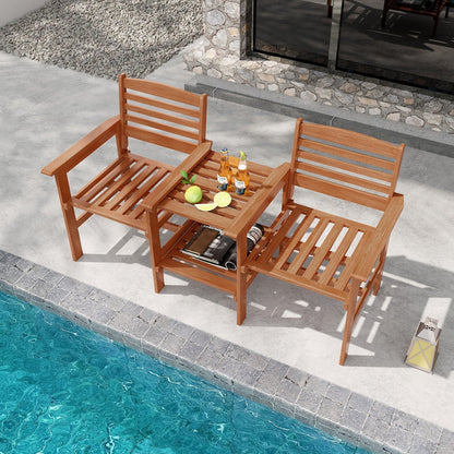 Outdoor Patio Loveseat with Coffee Table and Umbrella Hole