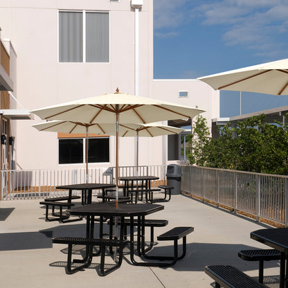 2.7/3m Wooden Patio Parasol Sun Shade Umbrella with 8 Ribs-3 m