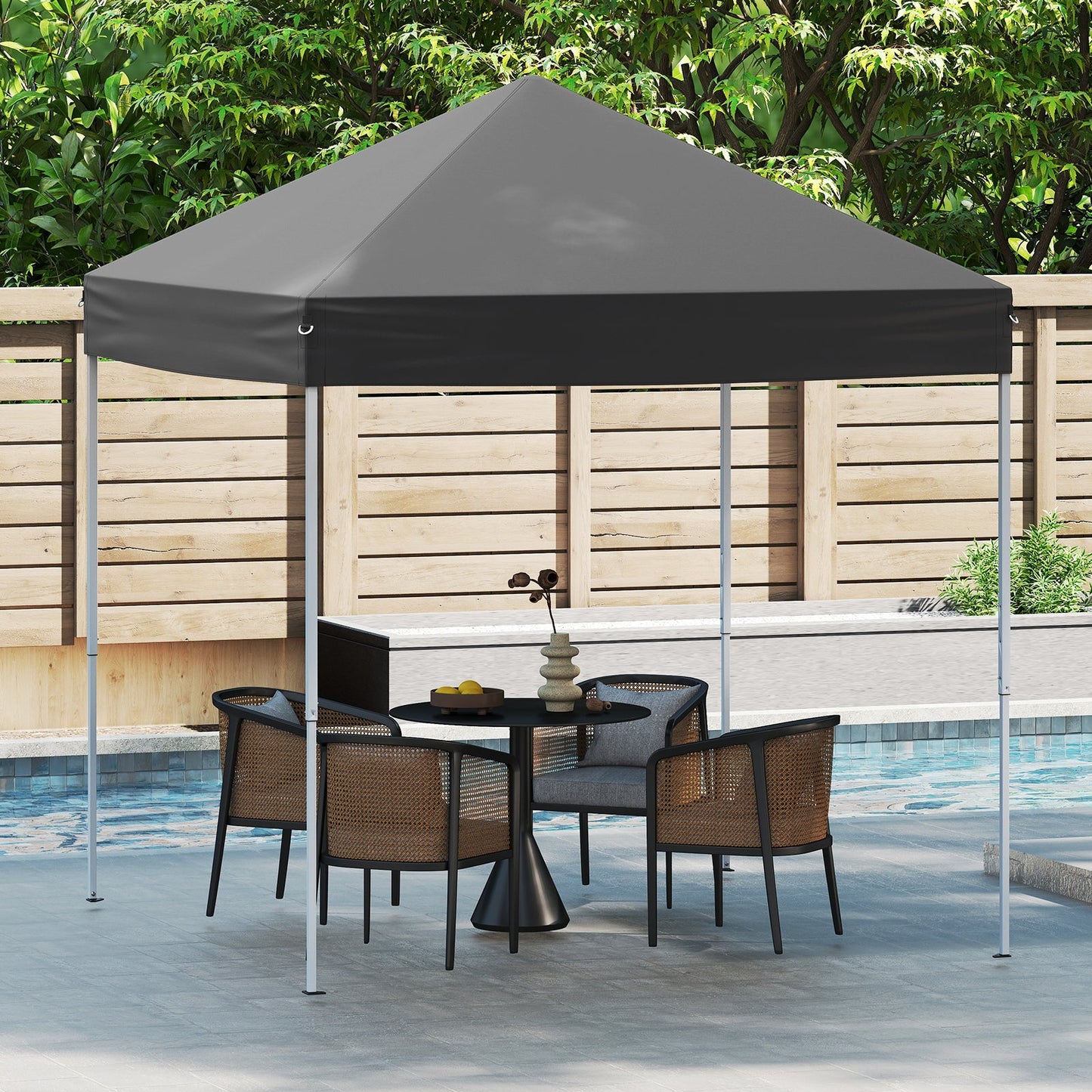 Outdoor Folding Pop-up Canopy with Adjustable Heights and Carrying Bag-Grey