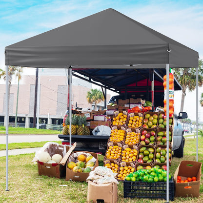 Outdoor Folding Pop-up Canopy with Adjustable Heights and Carrying Bag-Grey