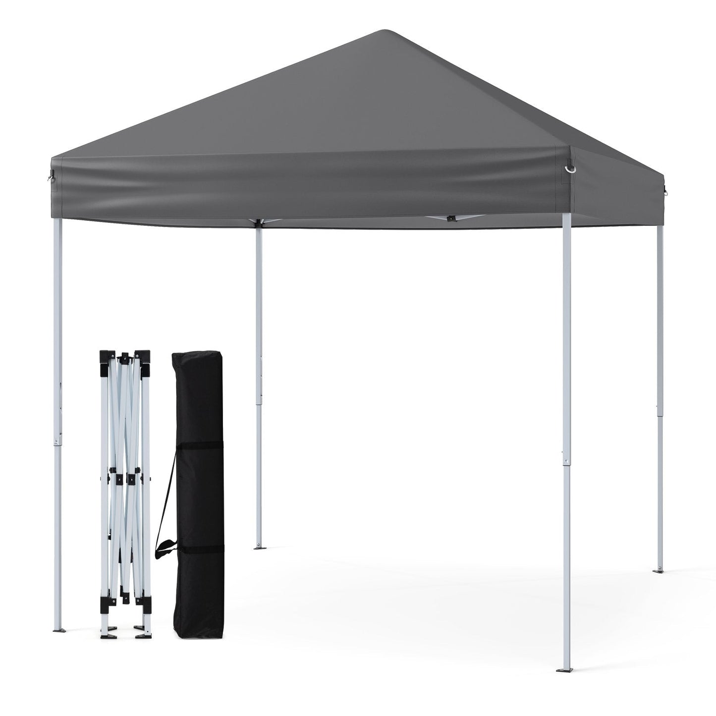 Outdoor Folding Pop-up Canopy with Adjustable Heights and Carrying Bag-Grey
