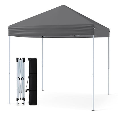 Outdoor Folding Pop-up Canopy with Adjustable Heights and Carrying Bag-Grey