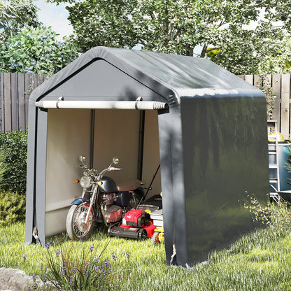 Outdoor Portable Storage Shelter with Roll up Zipper Door-Grey