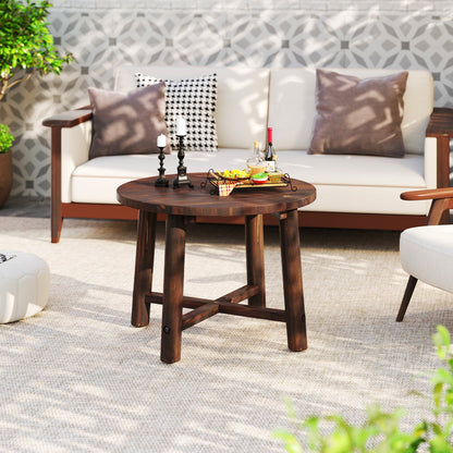 Outdoor Side Table Patio End Table with Solid Wood Structure Brown