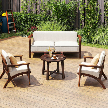 Outdoor Side Table Patio End Table with Solid Wood Structure Brown