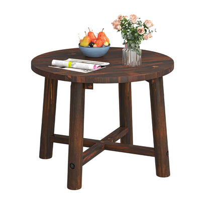 Outdoor Side Table Patio End Table with Solid Wood Structure Brown
