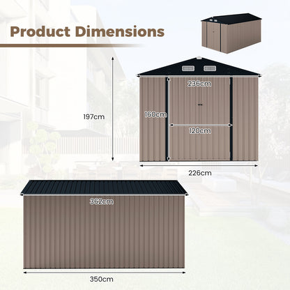 Outdoor Storage Shed Large Utility Tool House with Top Sloping Design-Grey