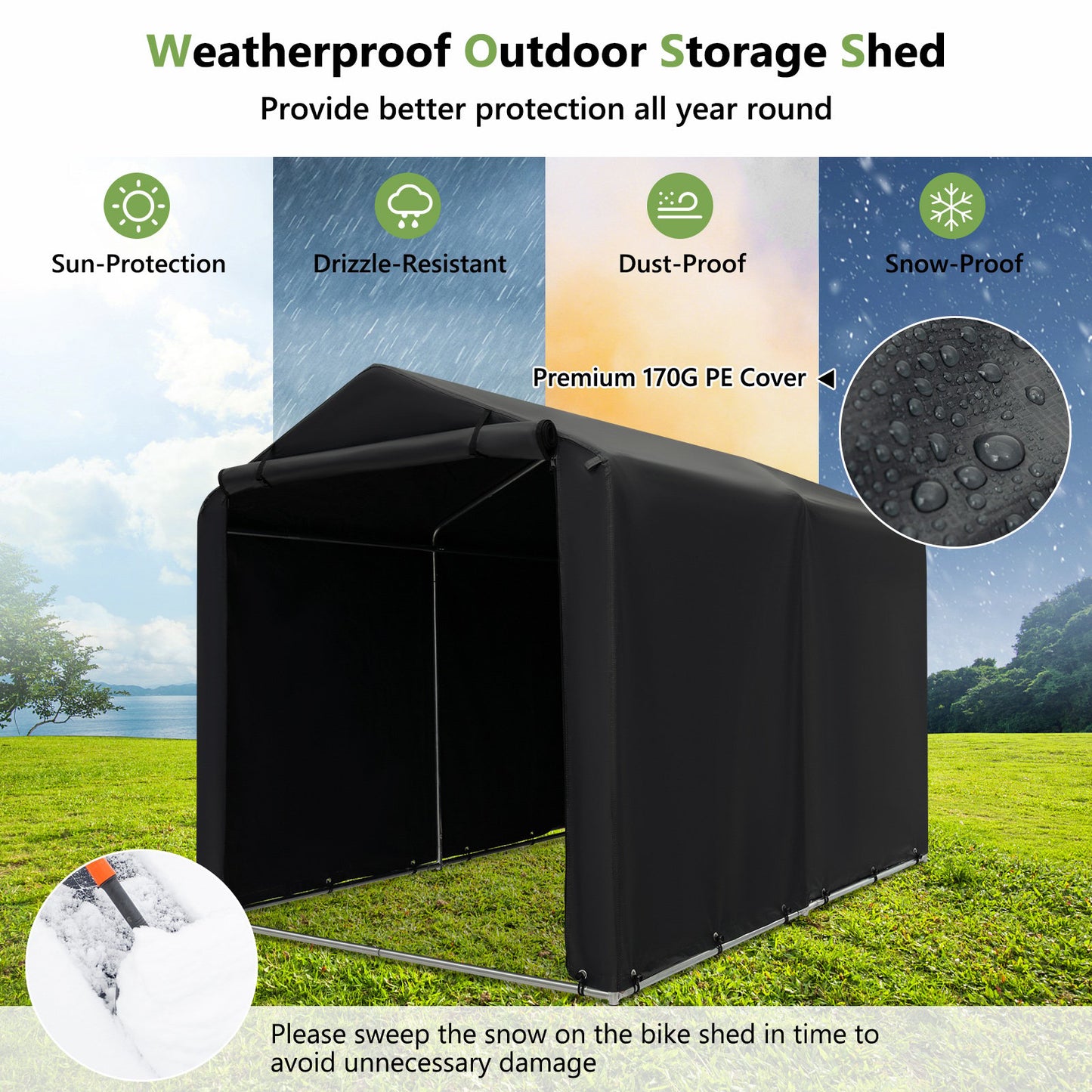 Outdoor Storage Shed Portable Garage Shelter for Bikes-Grey