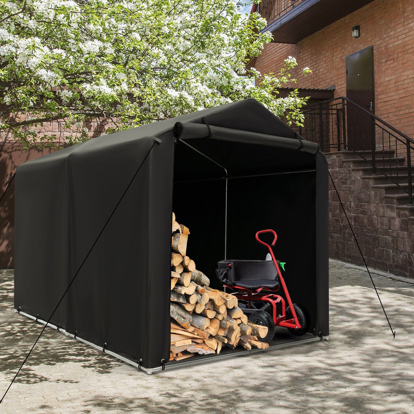 Outdoor Storage Shed Portable Garage Shelter for Bikes-Grey
