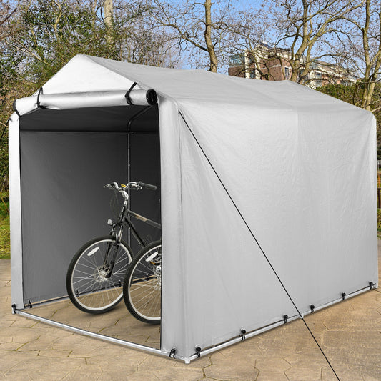 Outdoor Storage Shed Portable Garage Shelter for Bikes-Silver