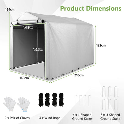 Outdoor Storage Shed Portable Garage Shelter for Bikes-Silver