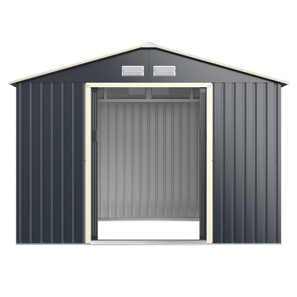 Outdoor Storage Shed with 4 Vents and Double Sliding Door-Size 2
