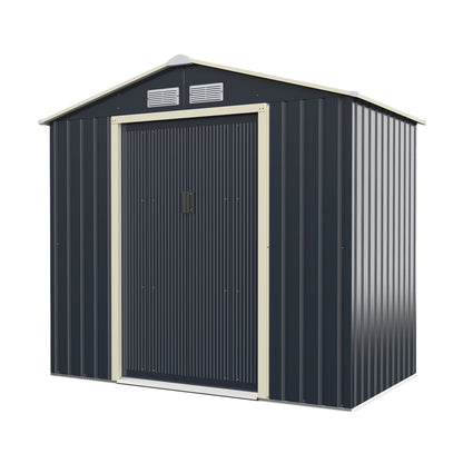 Outdoor Storage Shed with 4 Vents and Double Sliding Door-Size 1