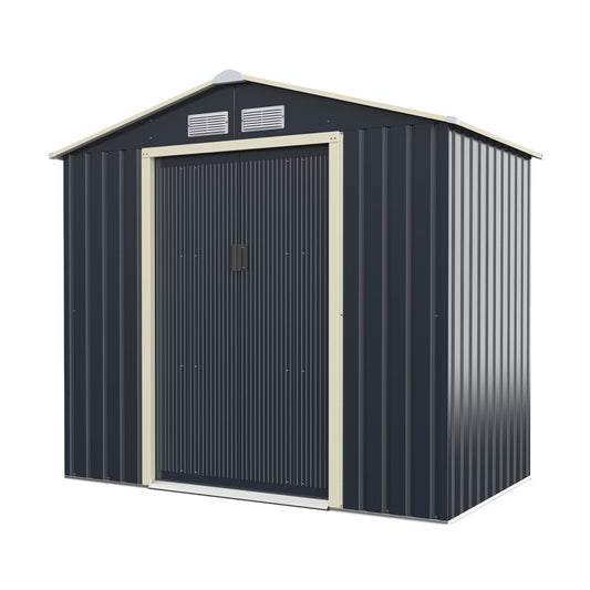 Outdoor Storage Shed with 4 Vents and Double Sliding Door-Size 1