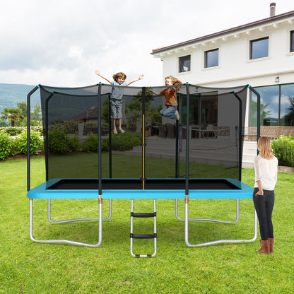 8 FT x 14 FT Rectangular Trampoline with Enclosure Net-Blue