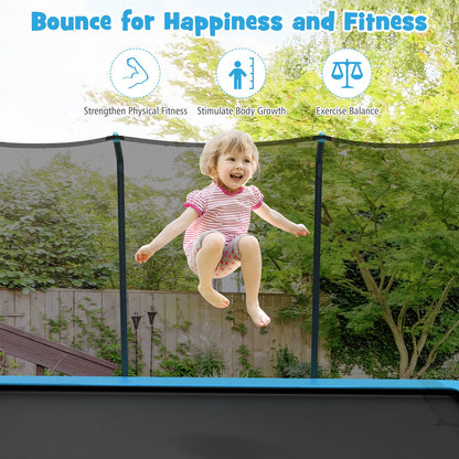 8 FT x 14 FT Rectangular Trampoline with Enclosure Net-Blue